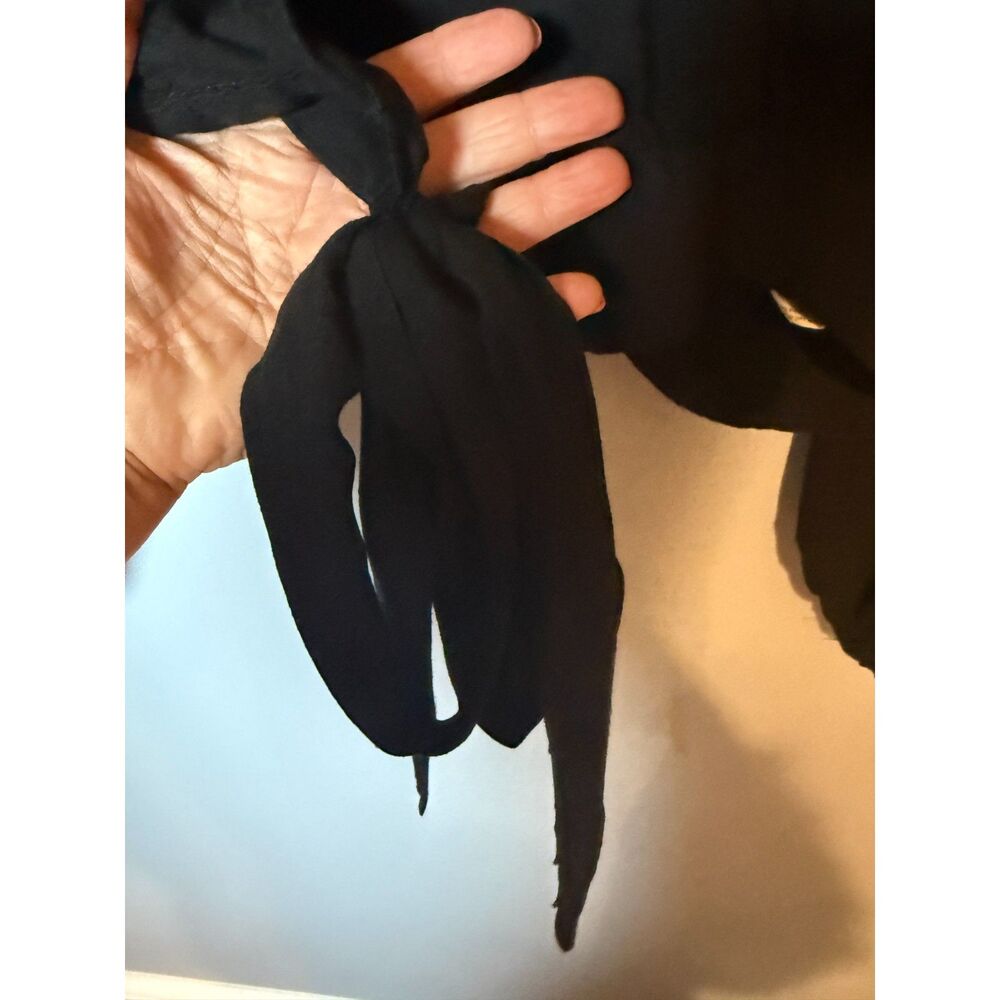 Free People Dream Girl Black Balloon Sleeve Jacquard Wrap Top